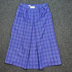 VTG 1970's Pendleton 100% Virgin Wool Blue Purple Plaid Skirt Size 12 USA Made